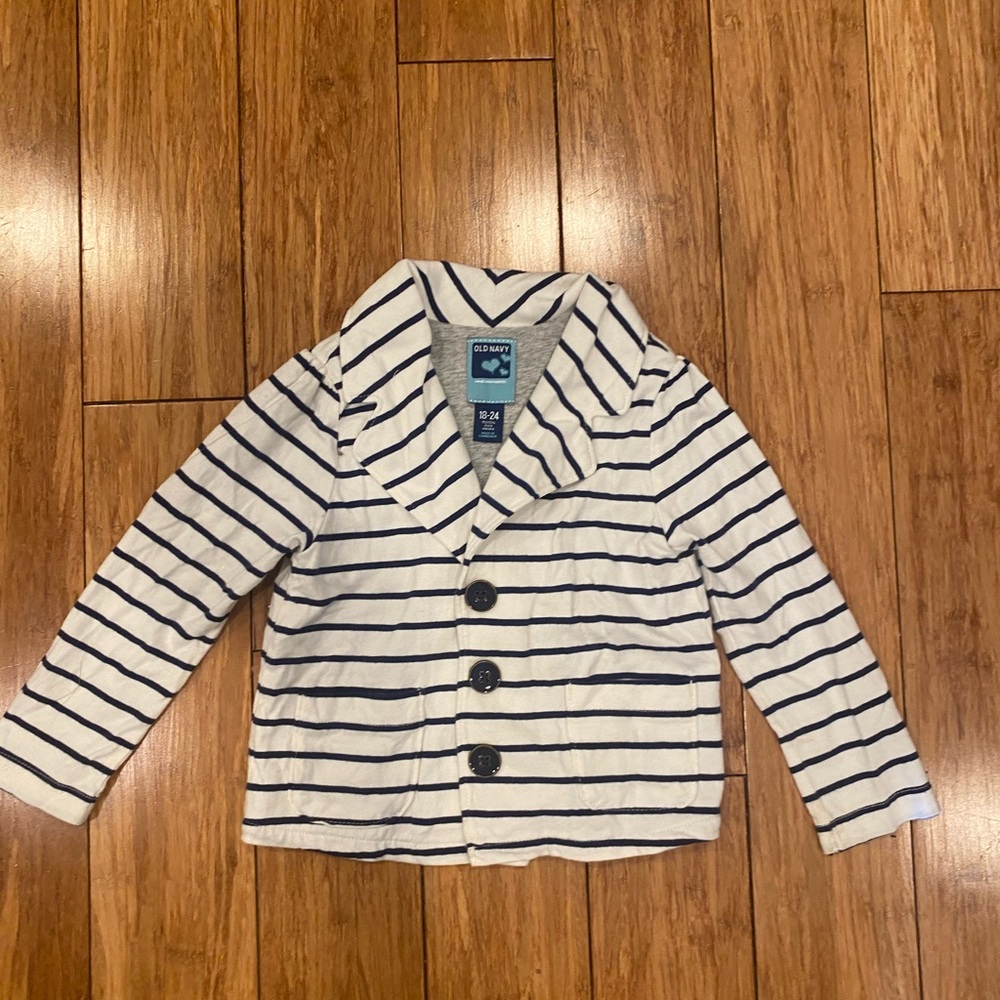 Old Navy toddler girl Blazer - White with Navy Stripes sz 18-24 months